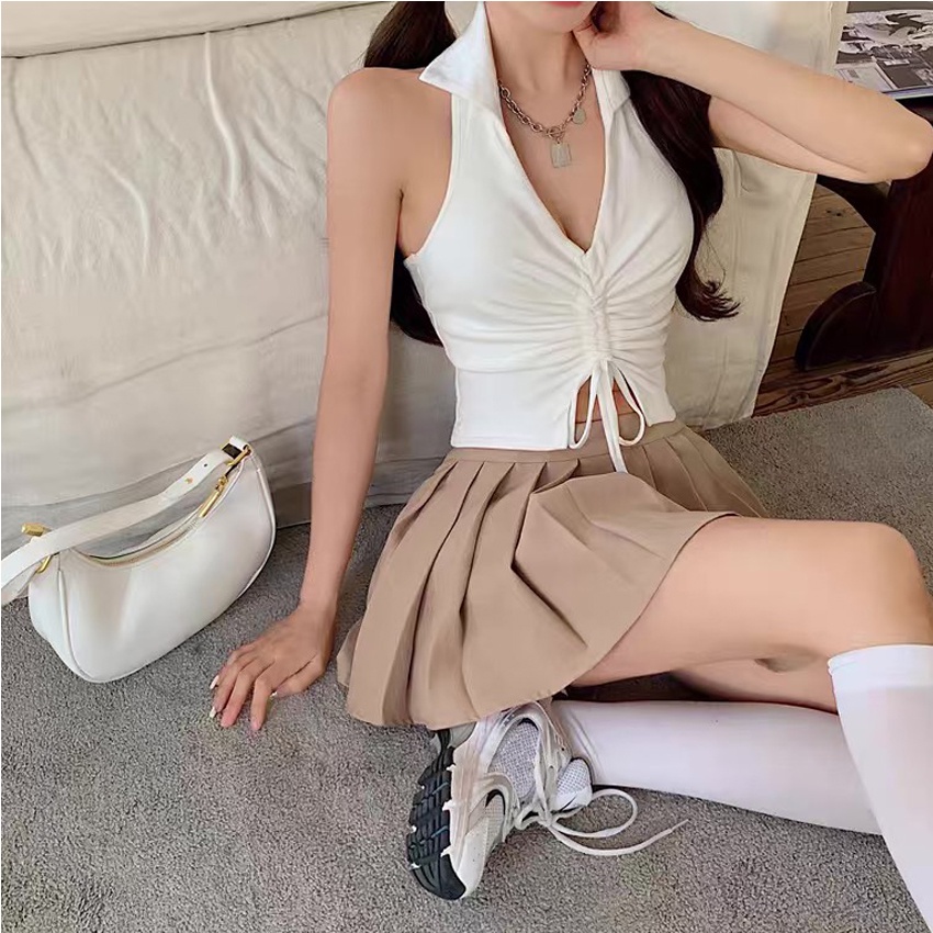 Áo croptop nữ body sát nách JUNEST dây rút ngực hở lưng cổ nam không chân BLDR01 | BigBuy360 - bigbuy360.vn