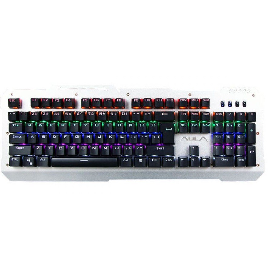 BÀN PHÍM CƠ RED SWITCH CHUYÊN NGHIỆP DÀNH CHO GAME THỦ AULA F 2008 MÀU BẠC CỔNG USB CÓ ĐÈN LED