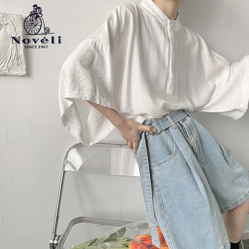 Áo Thun Tay Ngắn Cổ Đứng Dáng Suông Năng Động Thời Trang Hè Cho Nam