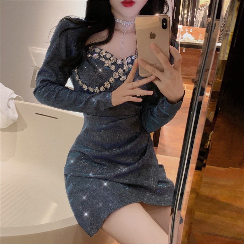 Đầm ulzzang party gợi cảm sexy đính đá lấp lánh s m l