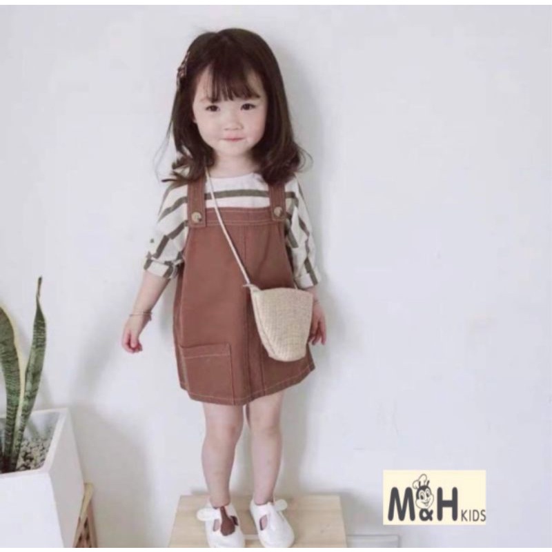 BỘ ÁO VÁY YẾM NÂU CHO BÉ GÁI 1 ĐẾN 7 TUỔI