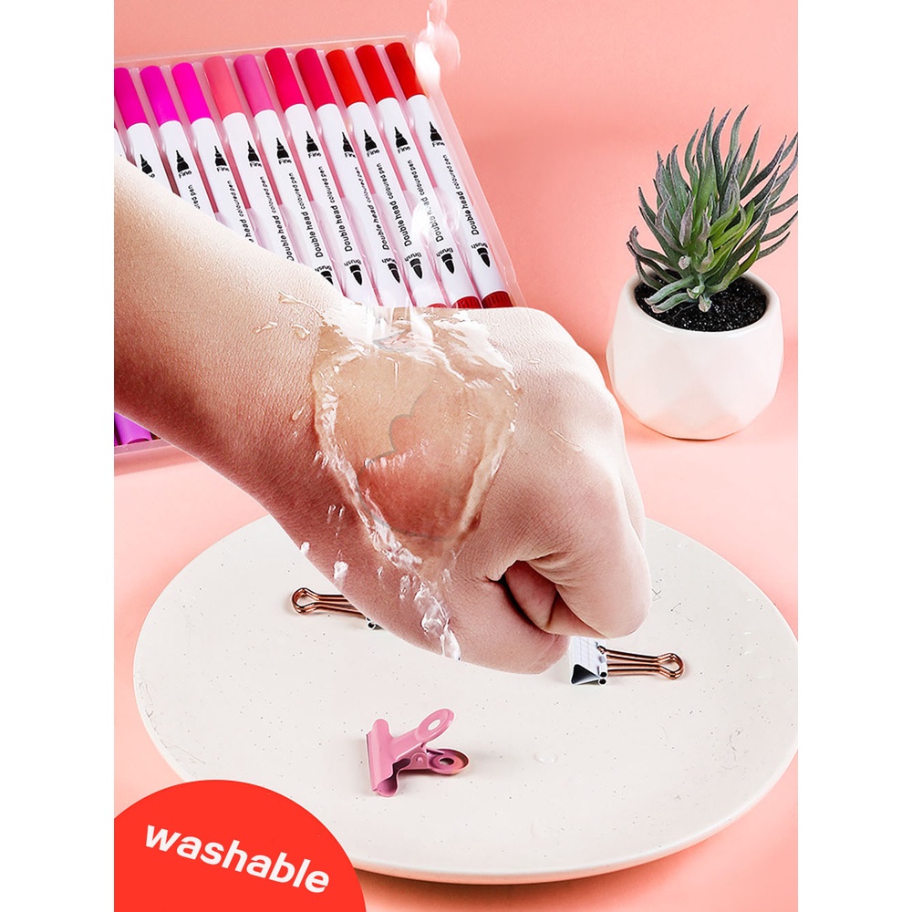 Bút Brush Viết Mềm Hai Đầu Hòa Tan Trong Nước Dùng Vẽ Tranh Dual Tip Brush Pen