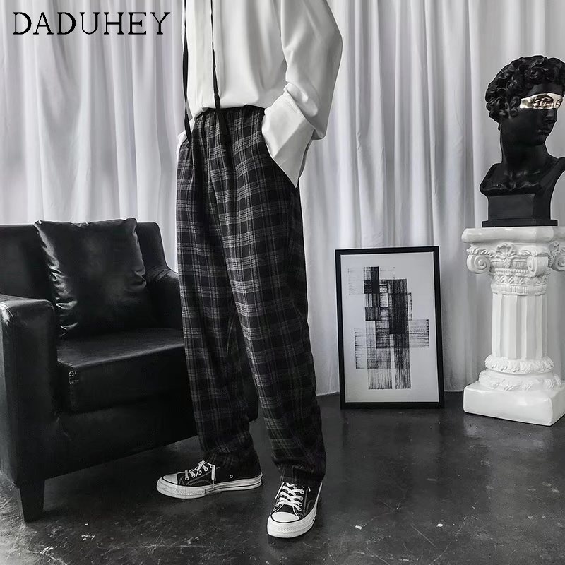 Quần âu DaDuHey mùa hè 2022 mới kẻ sọc ống rộng thời trang retro Hàn Quốc cho nữ