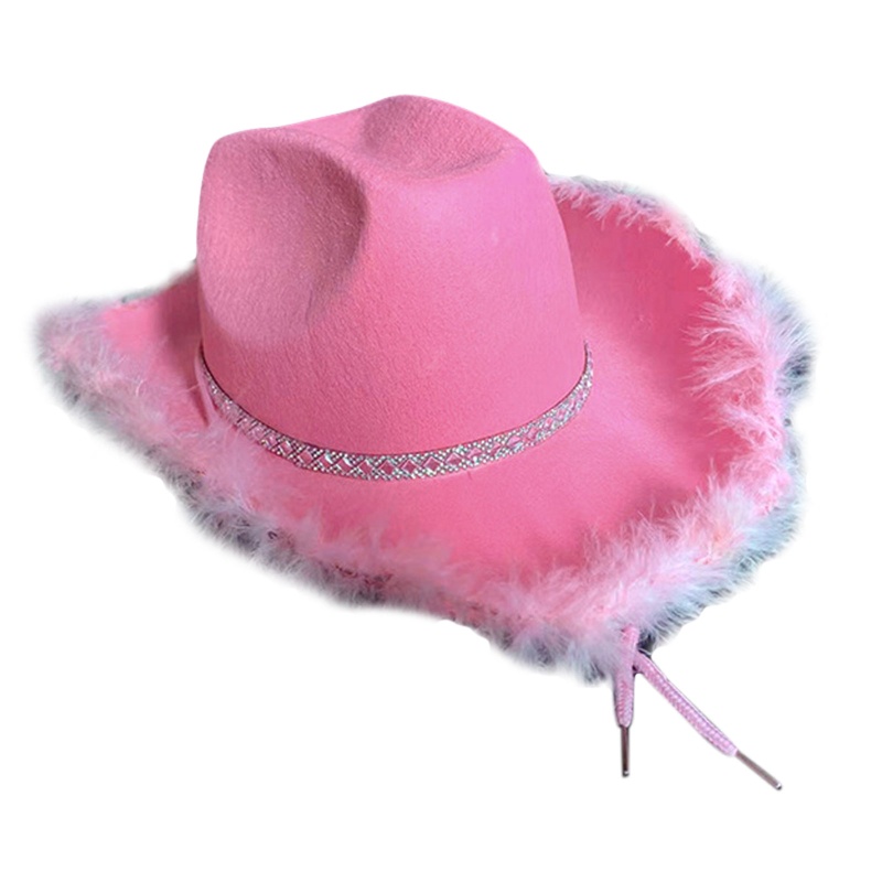 Mũ Cao Bồi Đính Lông Vũ Vành To Kiểu Cao Bồi Phương Tây Thời Trang Cho Nam Và Nữ