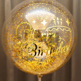 Sticker Trong Suốt 10-20 inch Hình Bong Bóng Và Chữ Happy Birthday