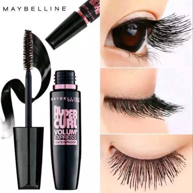 Set trang điểm mascara Maybelline Hypercurl + nước tẩy trang mắt môi 40ml