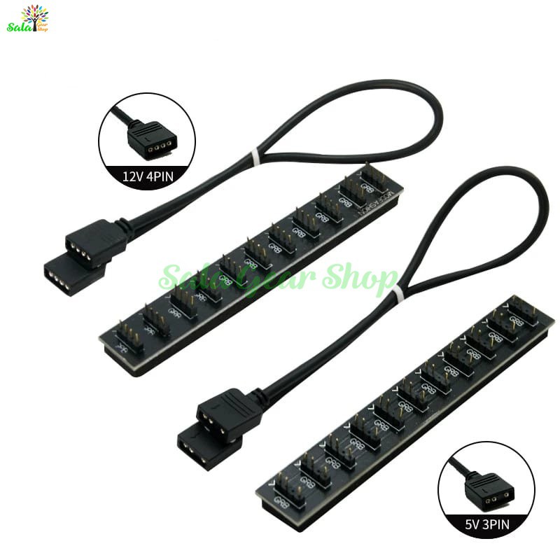 Bộ hub mở rông chân led ARGB 5v 3pin, RGB 12v 4pin 1 ra 10