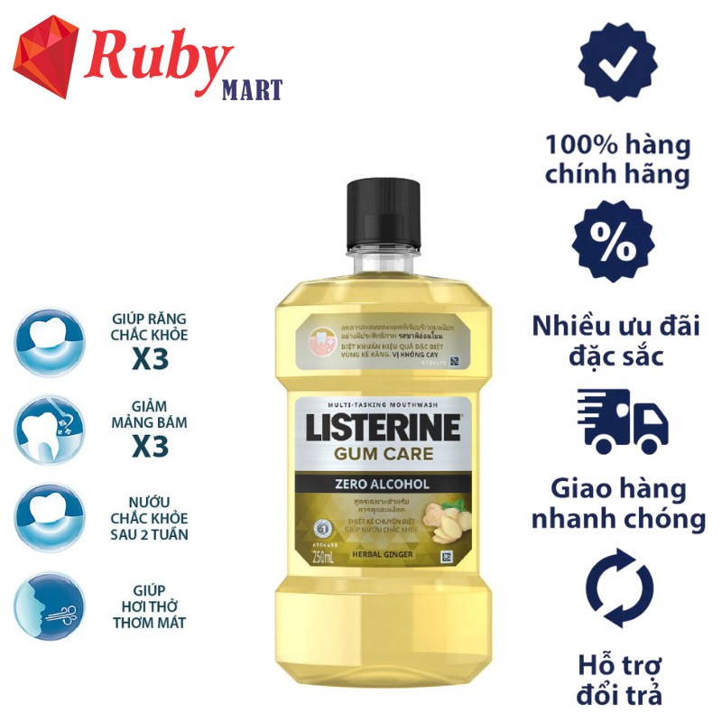 Nước Súc Miệng Listerine Gum Care Giúp Nướu Chắc Khỏe - Dung Tich 250ml-750ml