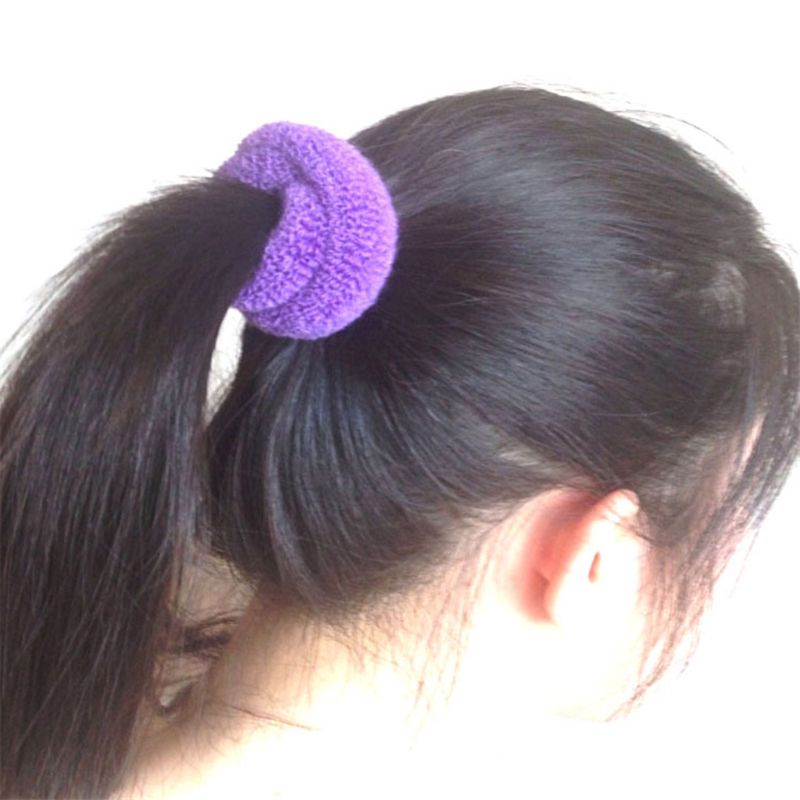 1 Dây Buộc Tóc Lông Nhung Dày Co Giãn Màu Kẹo Trơn Cho Nữ Giá Đỡ