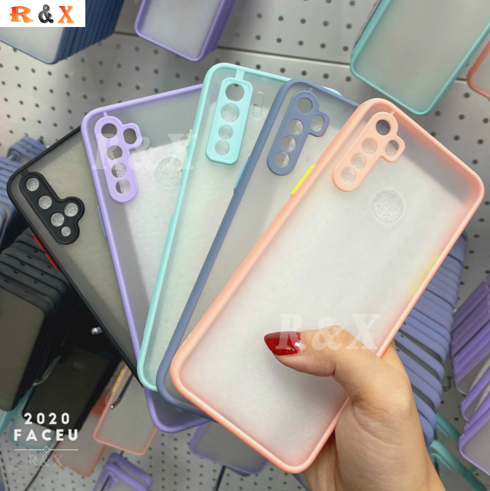 Ốp điện thoại nhám viền màu cho Oppo Reno 5 Reno 4 Reno 3 Pro Reno 2 Reno 2f Oppo A15 A53 A1K A91 A52 A92
