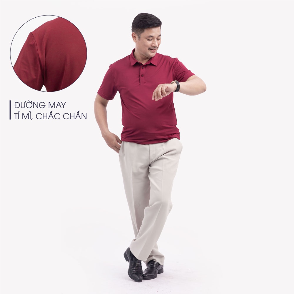 Áo Polo Nam Trung Niên ANCHI Màu Đỏ Trơn Chất Liệu Cotton Cao Cấp