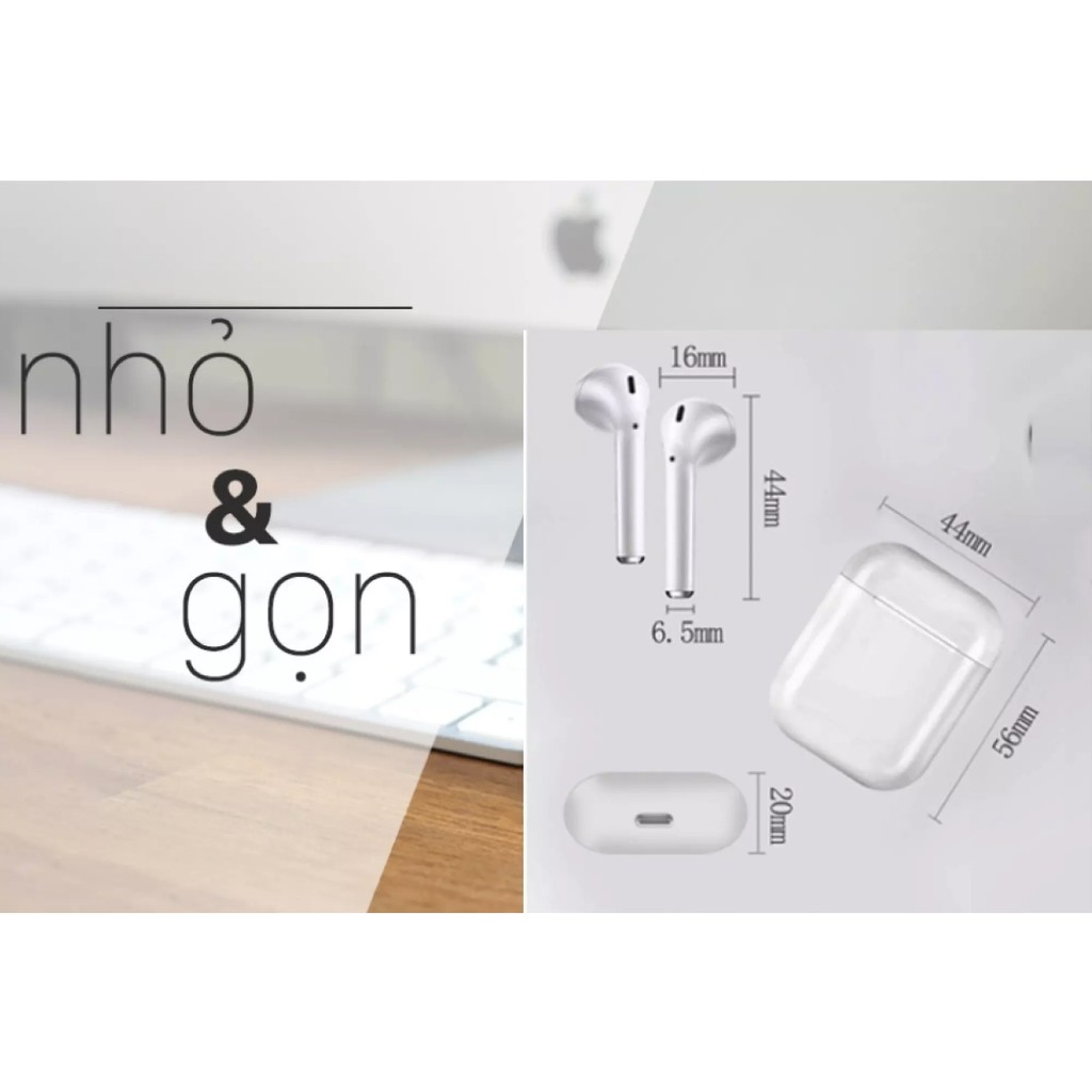 Tai nghe Bluetooth không dây 5.0 i12 TWS - cảm ứng hai bên