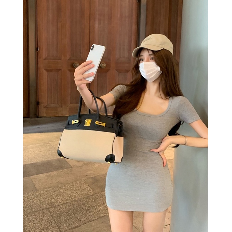 Cocory vn Đầm Mini Cổ Chữ U Dáng Ôm Thời Trang Mùa Hè Quyến Rũ Cho Nữ