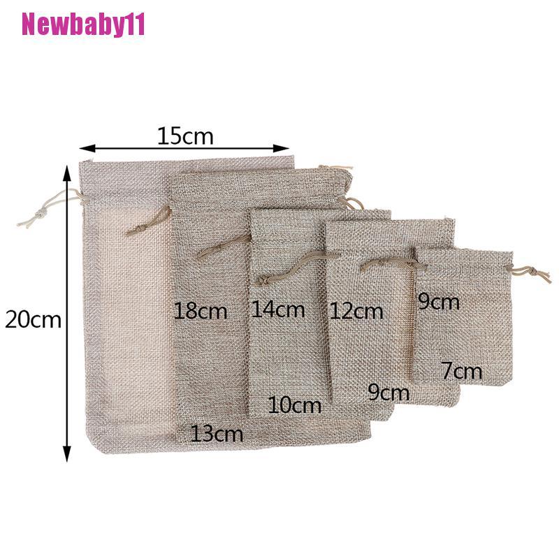 Bộ 5 túi dây rút bằng vải bố tự nhiên dùng đựng quà tiệc cưới tiện lợi