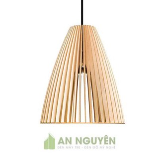 Đèn Gỗ: Mẫu đèn thả trần bằng gỗ trang trí hình nón cụt DG025