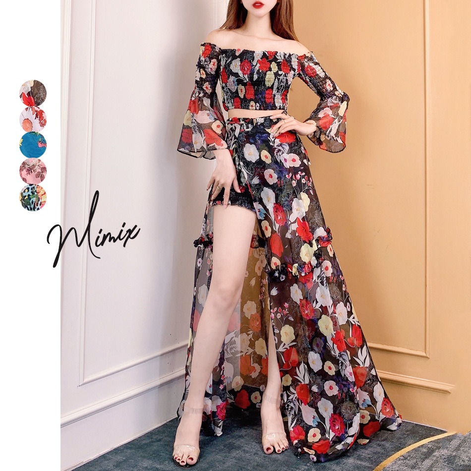 Set bộ rời áo bo chun kèm quần short và khoác váy MIMIX CF1240
