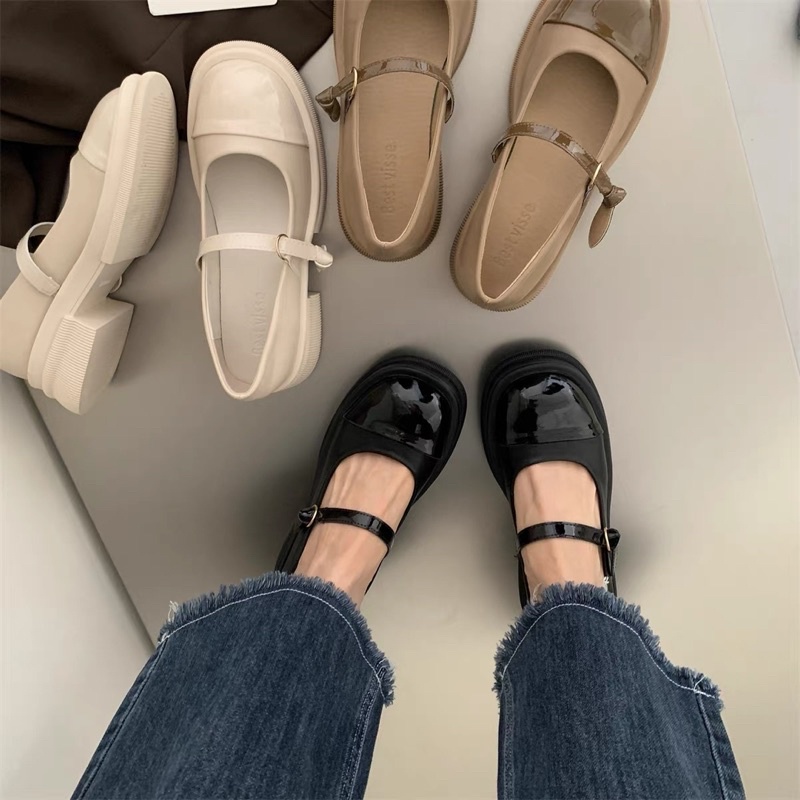 Giày búp bê quai cài KERRY mũi tròn đế thấp 3cm phong cách vintage