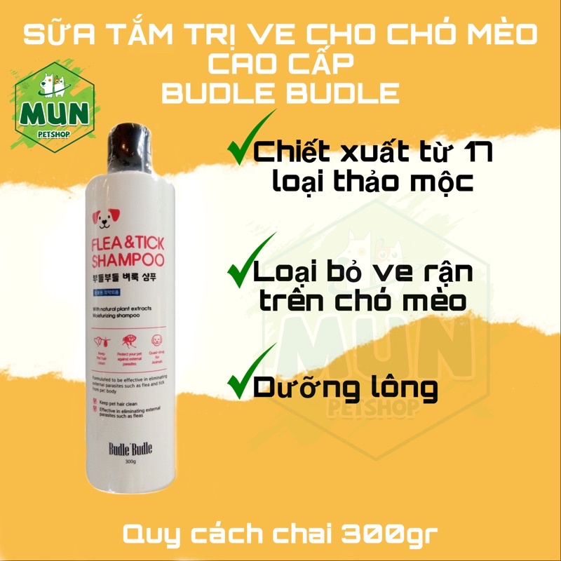 Sữa tắm trị ve cao cấp Budle Budle 300gr ( chai trắng đỏ )