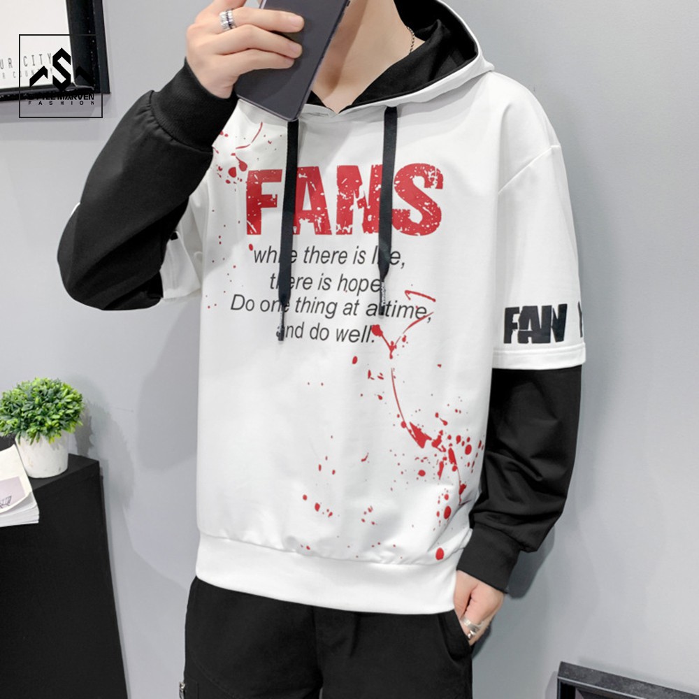 Bộ nỉ nam nữ thu đông STYLE MARVEN áo hoodie chữ FANS phối quần jogger GHEP TOP 175 + JOGGER 75