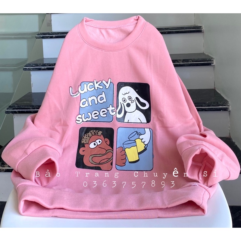 Áo Nỉ Sweater Nỉ Cổ Tròn Hình Cute Form Rộng Unisex Chất Nỉ Lót Bông Toàn bộ ảnh thật | BigBuy360 - bigbuy360.vn