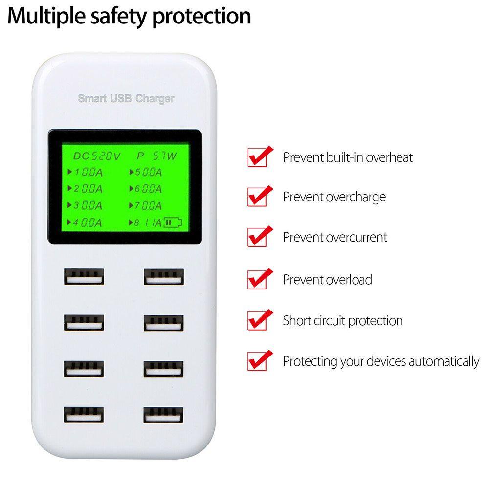 BTLIMER Bộ Sạc Nhanh USB AC Màn Hình LCD Nhiều Cổng Cắm USB