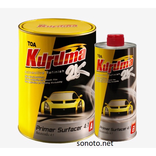 Sơn lót 2K Kuruma ô tô xe máy cặp gồm sơn 1l và đóng rắn 0,25l