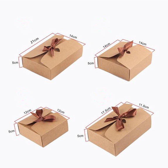 Hộp Giấy Kraft Đựng Bánh Kẹo Làm Thủ Công Nhiều Kích Thước
