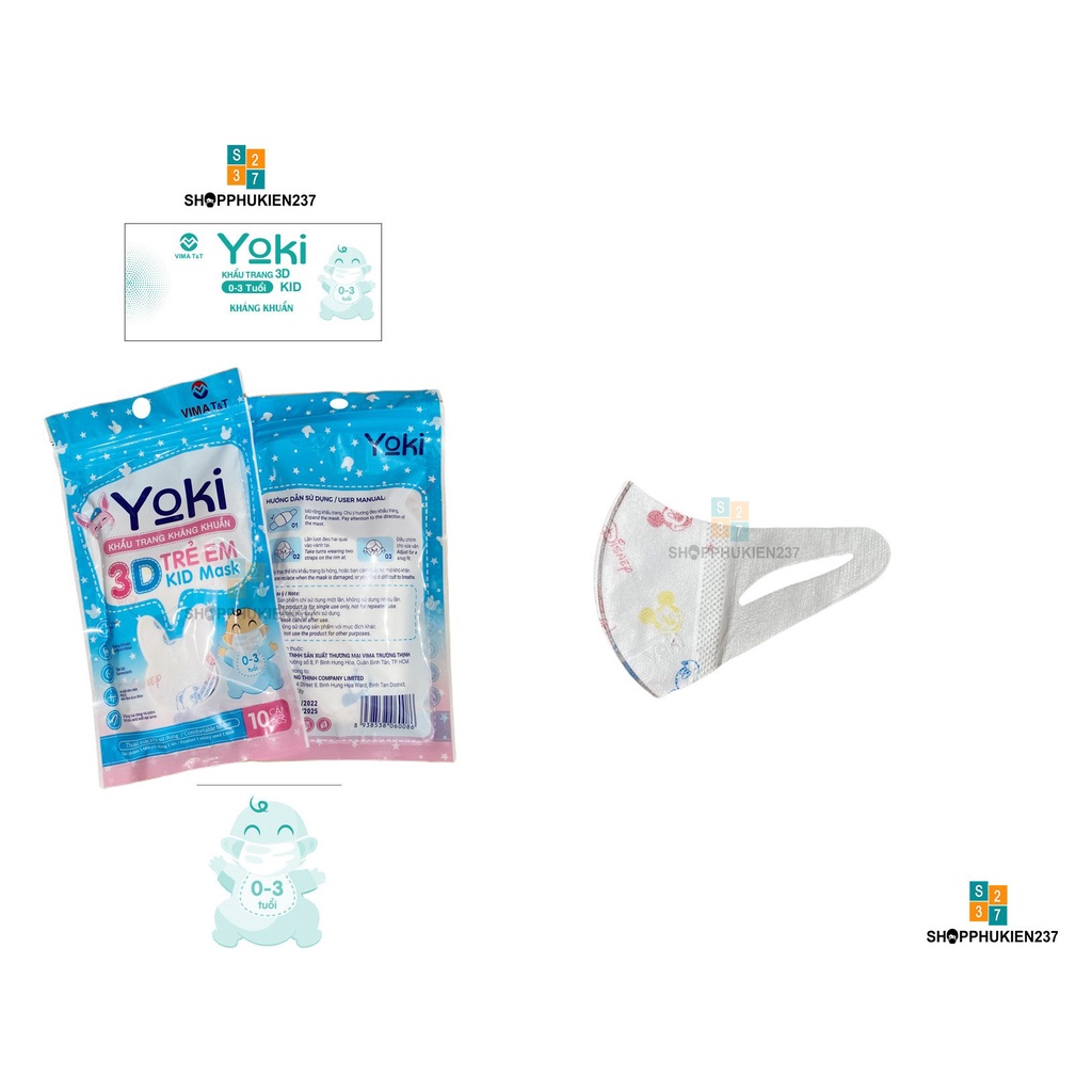 Thùng 500 cái Khẩu Trang Em Bé 3D Yoki Sơ Sinh Dành Cho Bé Từ 5 Tháng - 28 Tháng