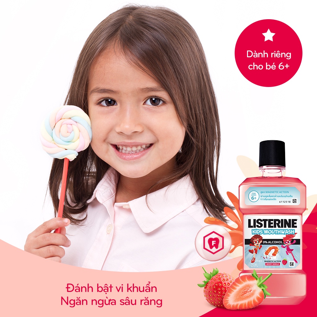 Nước súc miệng cho bé LISTERINE Kids Mouthwash 250ml (Trên 6 Tuổi) Nước súc miệng trẻ em không cồn