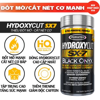 Hydroxycut SX7 Black Onyx hỗ trợ đốt mỡ và cắt nét cơ (80 Viên)