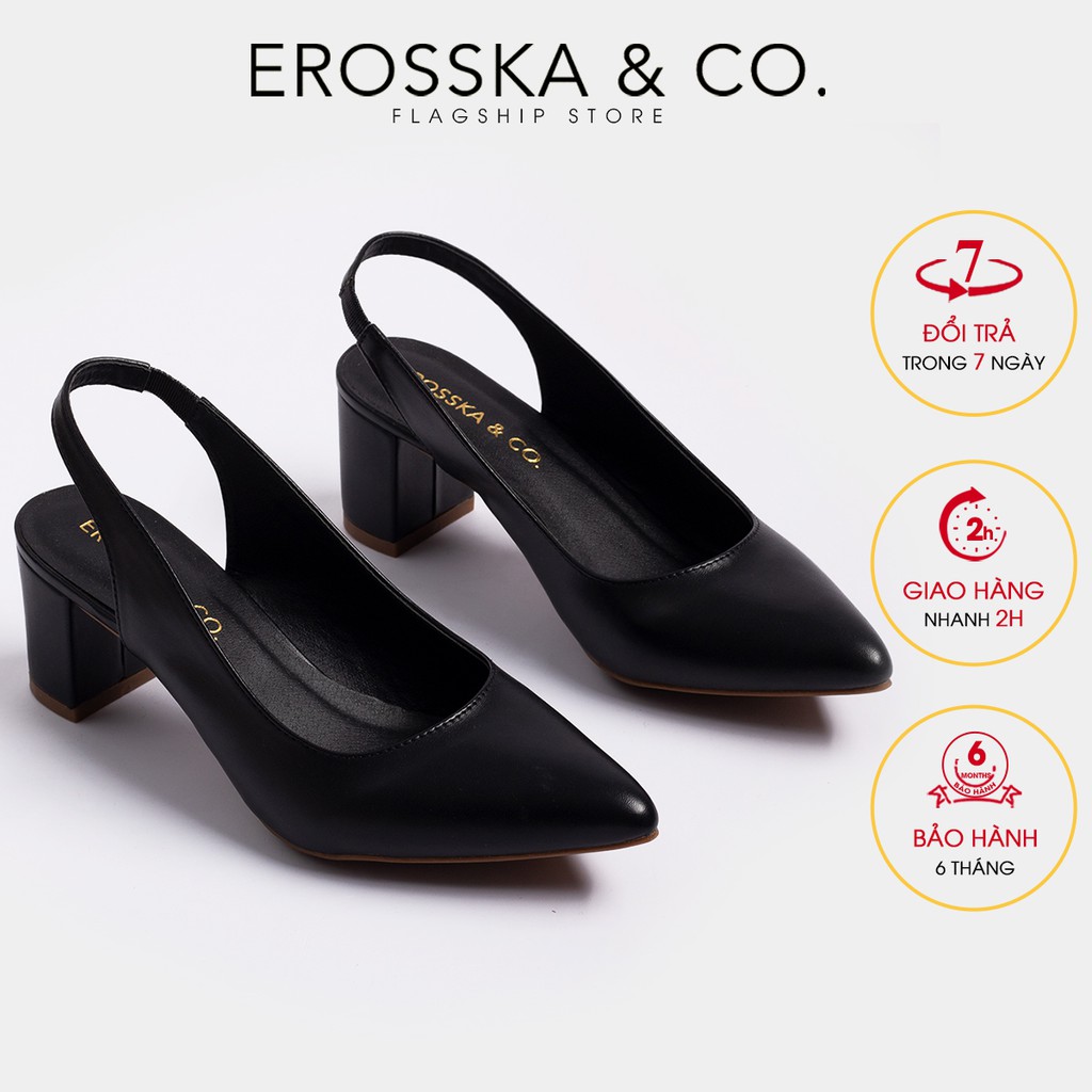 [Mã WABRTL3 -10% đơn 250K]Giày cao gót Erosska mũi nhọn phối dây cao 5,5cm màu kem _ EH040