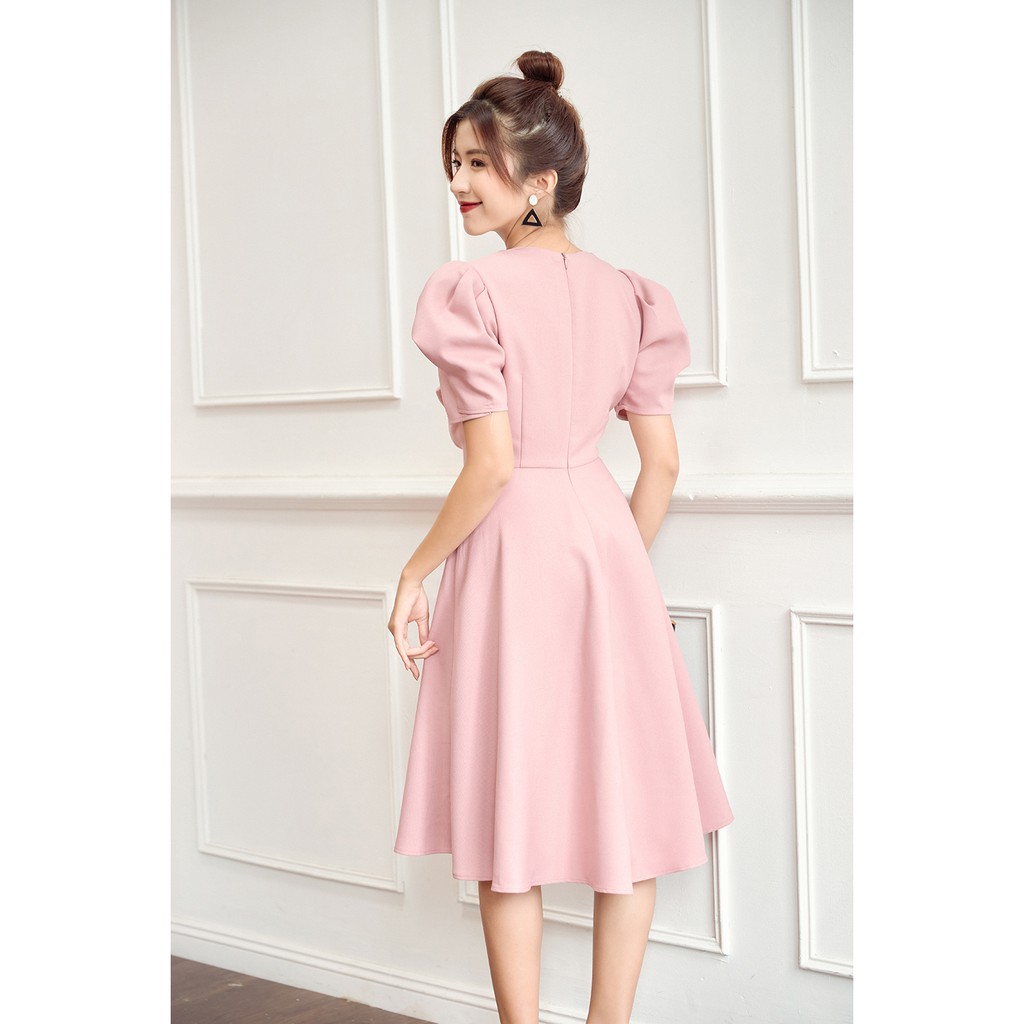 Đầm Xòe ngắn tay xoắn nơ ngực DDW0576 - 92 Wear | BigBuy360 - bigbuy360.vn