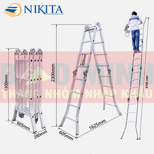 Thang Nhôm Gấp Khúc Nikita TGA47 4.7m