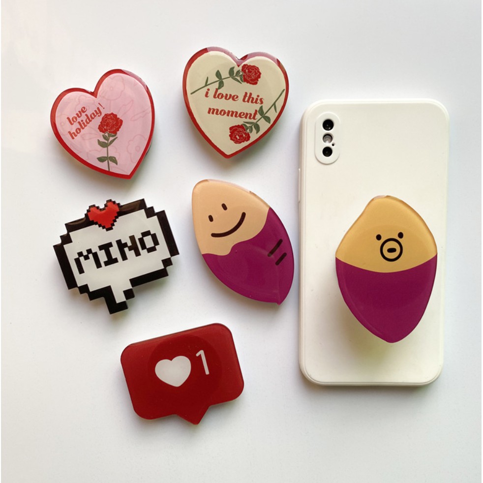 [Mã ELORDER5 giảm 10k đơn 20k] Chống điện thoại Popsocket pop up in bóng mika EM họa tiết tân cổ điển siêu xinh