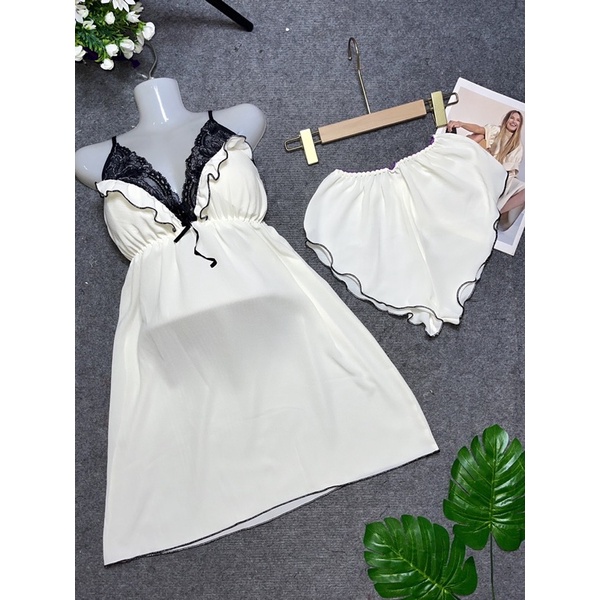 Đầm ngủ voan có mút kèm quần, phom 55kg