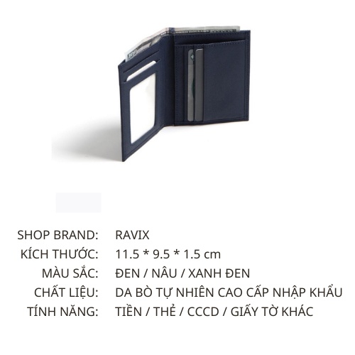 Ví Nam Mini Dáng Đứng Da Bò Cao Cấp Ravix