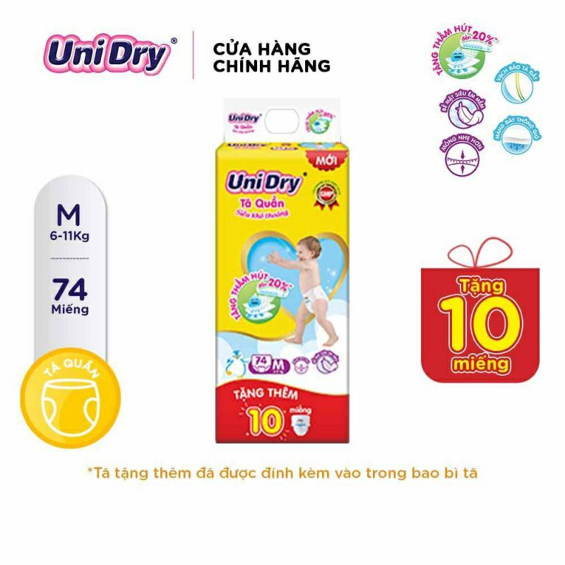 🏰HCM 🏰 Tã quần Unidry có vạch chỉ thị thay tã M74+8 / L68+8 / XL60+10 / XXL54+10