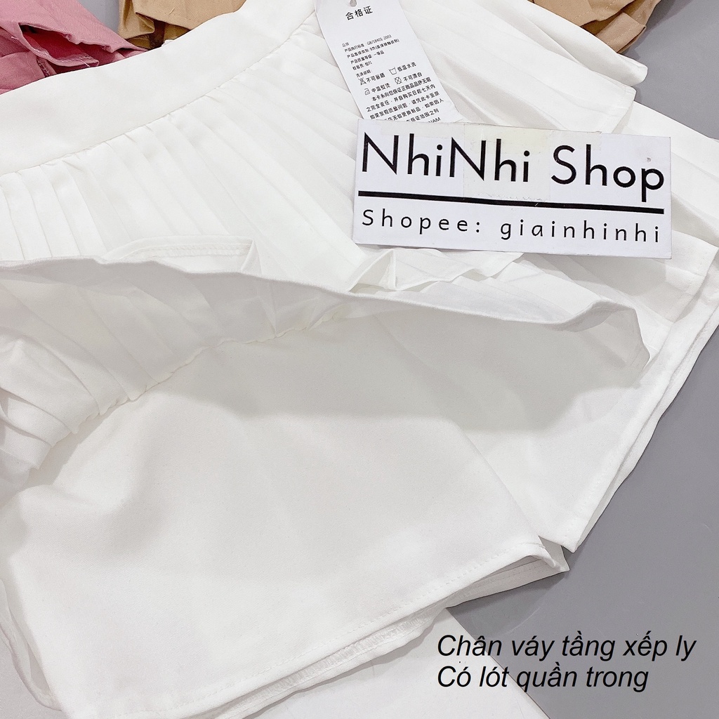 Chân váy 2 tầng xếp ly xòe cạp cao có lót quần trong CV718 - NhiNhiShop