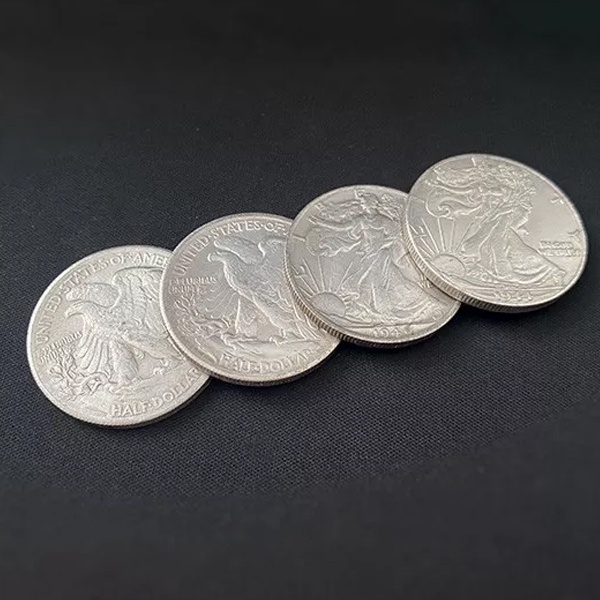 Dụng cụ ảo thuật xu dễ : Space Fall Coins (Walking Liberty Half Dollar) by Oliver Magic