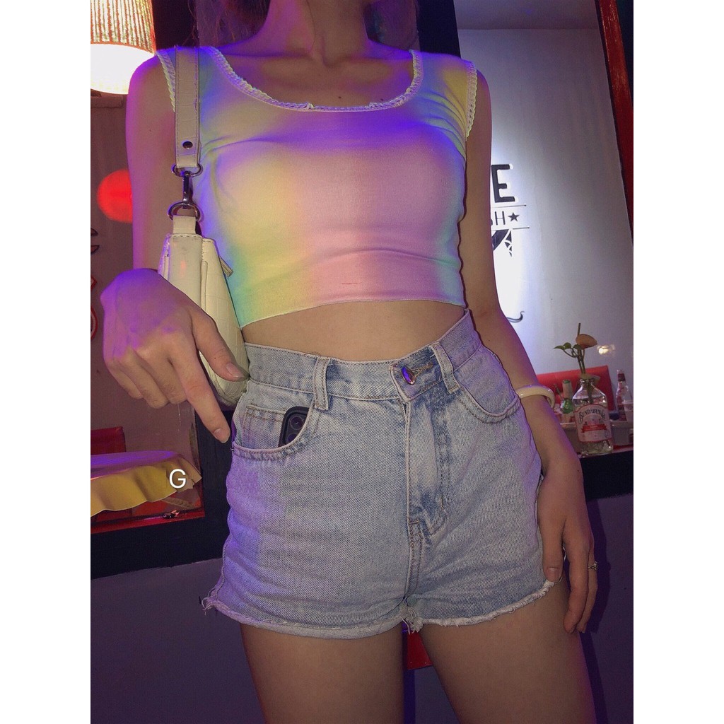 [HÌNH THẬT] ÁO BA LỖ LOANG MÀU CẦU VỒNG THUN NỮ CROPTOP CO GIÃN ÔM BODY HOT GIRL ULZZANG HÀN QUỐC SWAG CHẤT 51