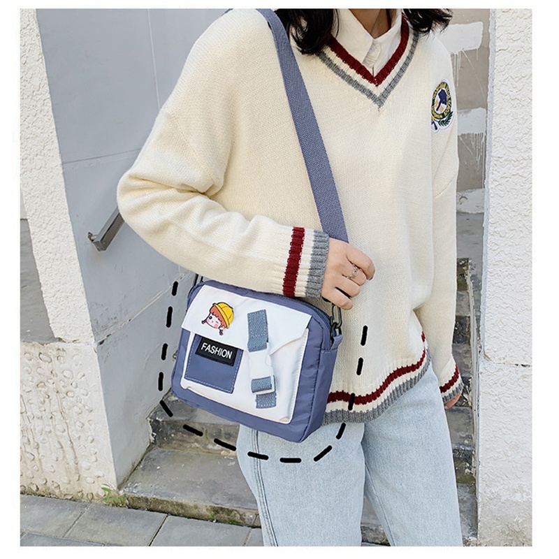 Túi Đeo Chéo Vai Đựng Điện Thoại Bằng nylon Họa Tiết Hoạt Hình Đơn Giản Phong Cách retro Hợp Xu Hướng Mới Cho Nữ Sinh