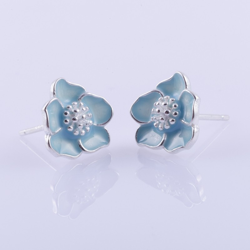 Bông tai bạc Ý 925 Huệ Ngân - Hoa anh đào ED072