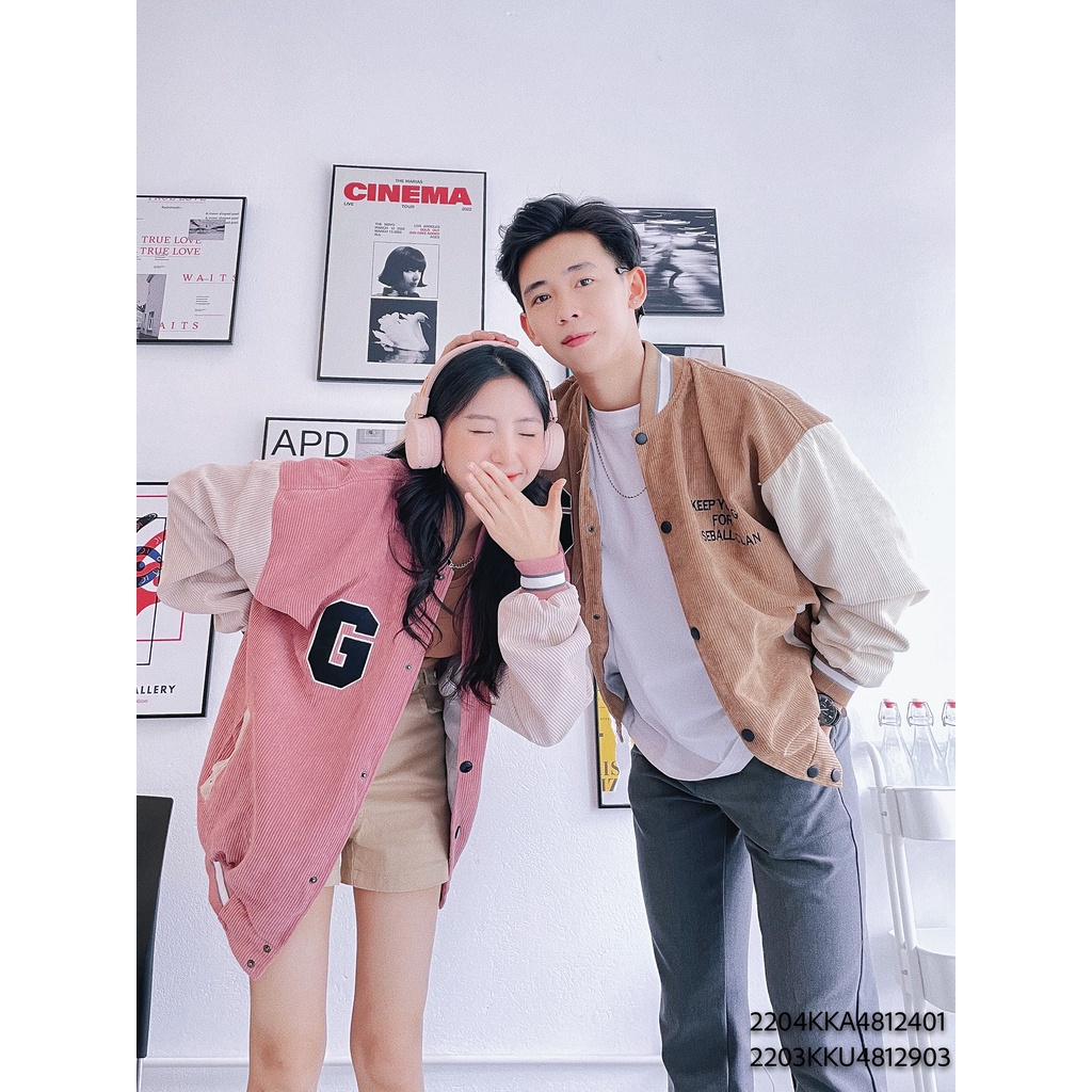 Áo khoác bomber FM Style unisex nam nữ bóng chày phong cách Hàn Quốc chữ G Keep Young For 220328164