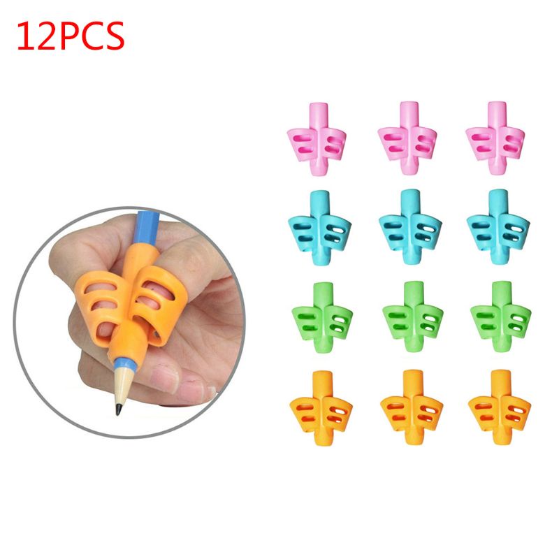 Bộ 12 Kẹp Bút Chì Bằng Silicone Thiết Kế Rỗng Thông Dụng Cho Trẻ Em