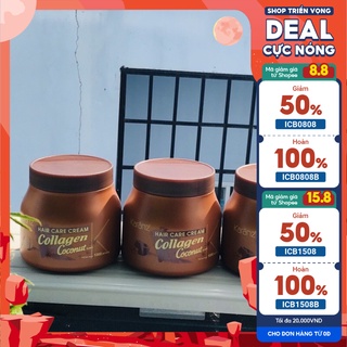Hấp dầu dừa Kazan 1000ml/ Hấp dầu kem ủ tóc Collagen Karanz Coconut 1000ml, dưỡng chất Collagen giúp phục hồi và tái tạo