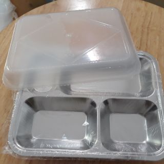 Khay cơm inox 4 ngăn có nắp