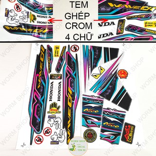 [ TEM GHÉP CROM ] Tem rời WAVE ALPHA 110 ( Đời 2017 - 2021) Nhiều lựa chọn màu sắc - Tem 3 lớp chống phai màu
