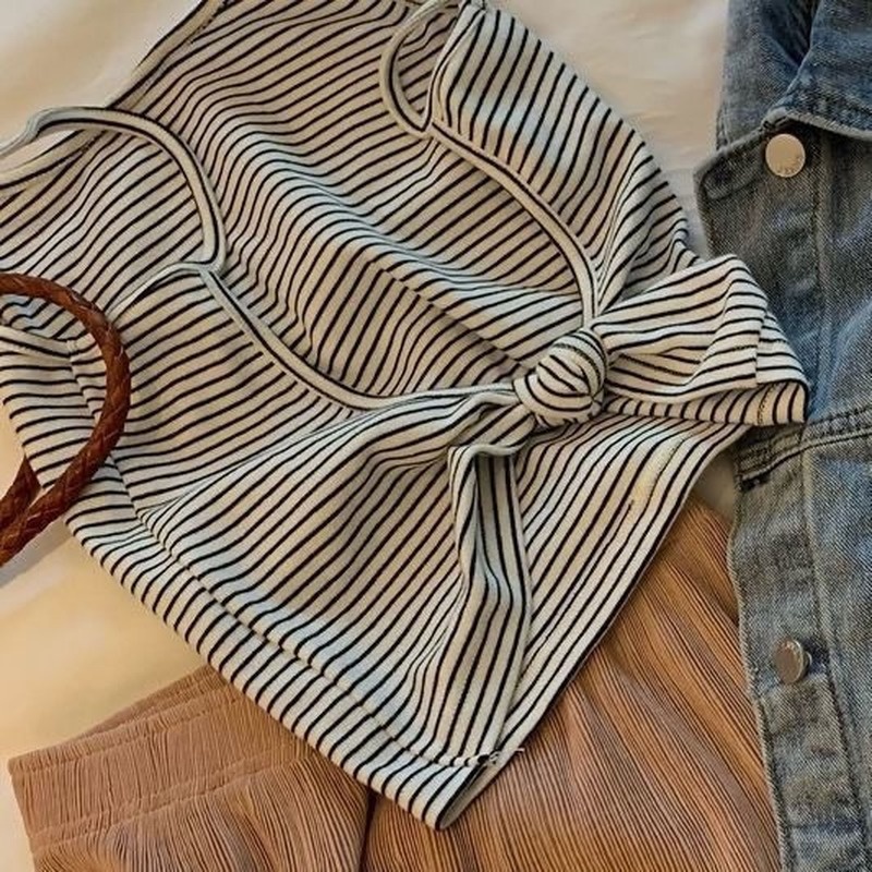 Áo Hai Dây Hở Lưng Họa Tiết Kẻ Sọc Thời Trang Mùa Hè Dành Cho Nữ