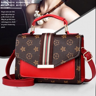 [FREESHIP SHOPEE] Túi Xách Nữ Thời Trang Hàng Da Cao Cấp Hoa Văn Sọc 3  CHAANG008 Màu Nâu Đỏ
