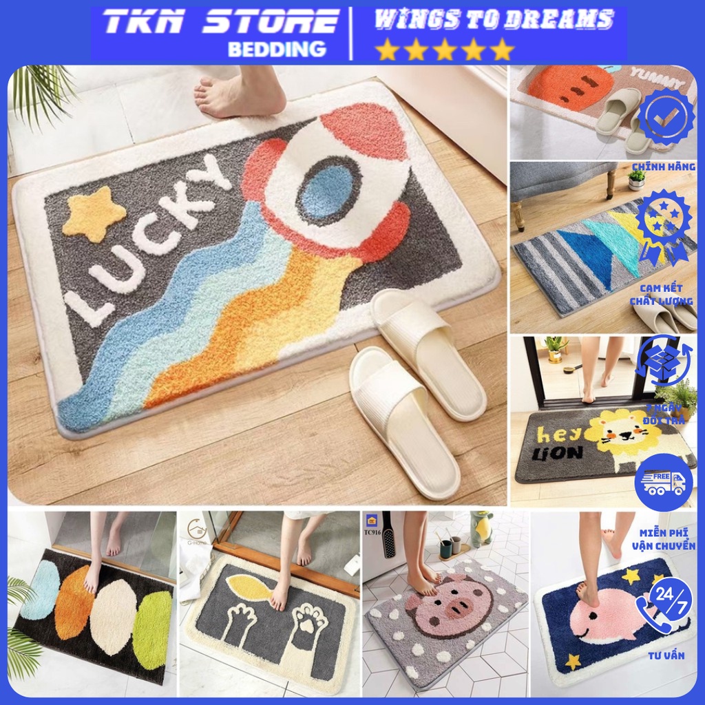 Thảm lau chân, thảm chùi chân lông cừu đế cao su chống trơn trượt, siêu thấm cao cấp - 40cm x 60cm